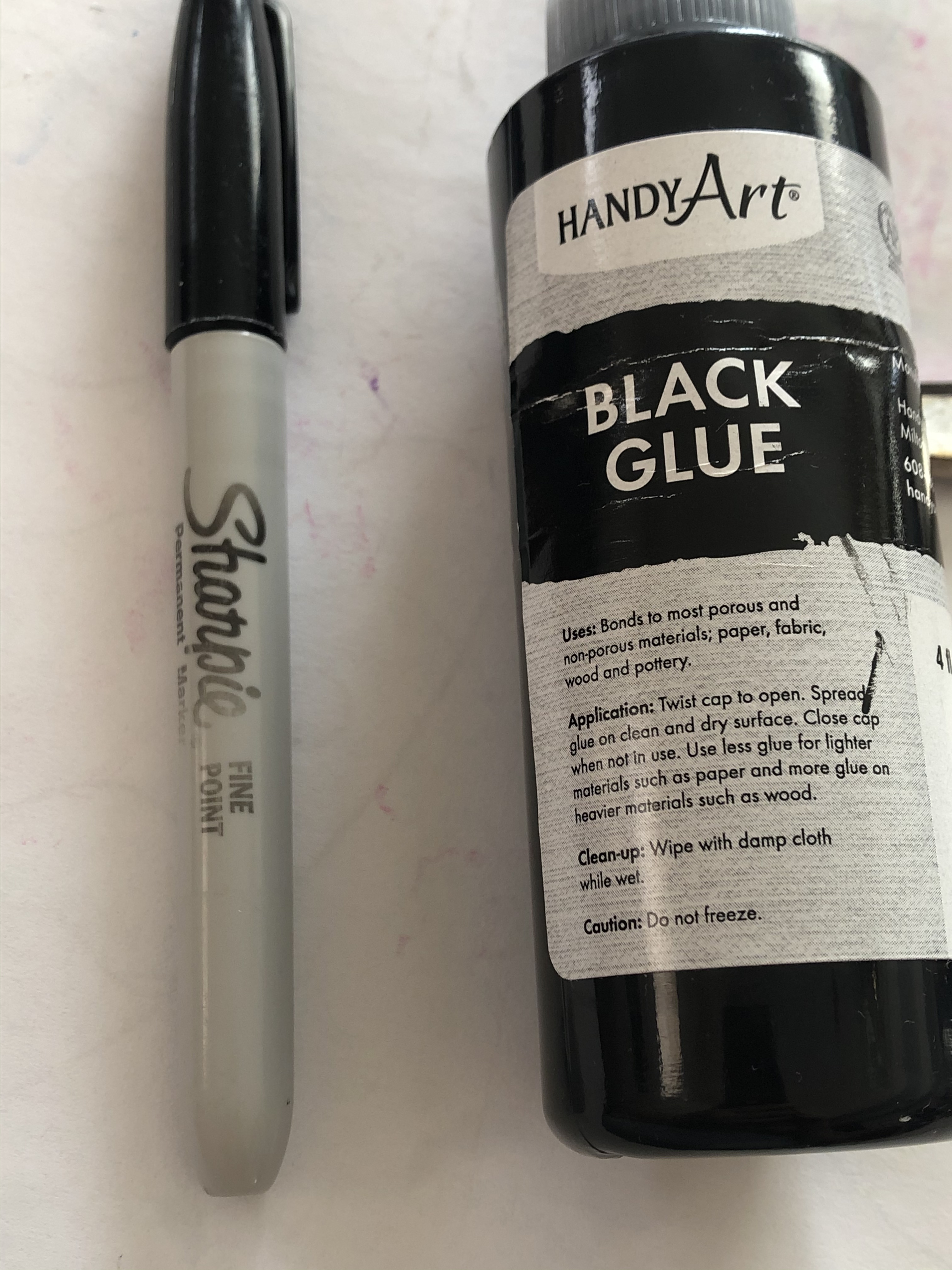 Black glue or sharpie