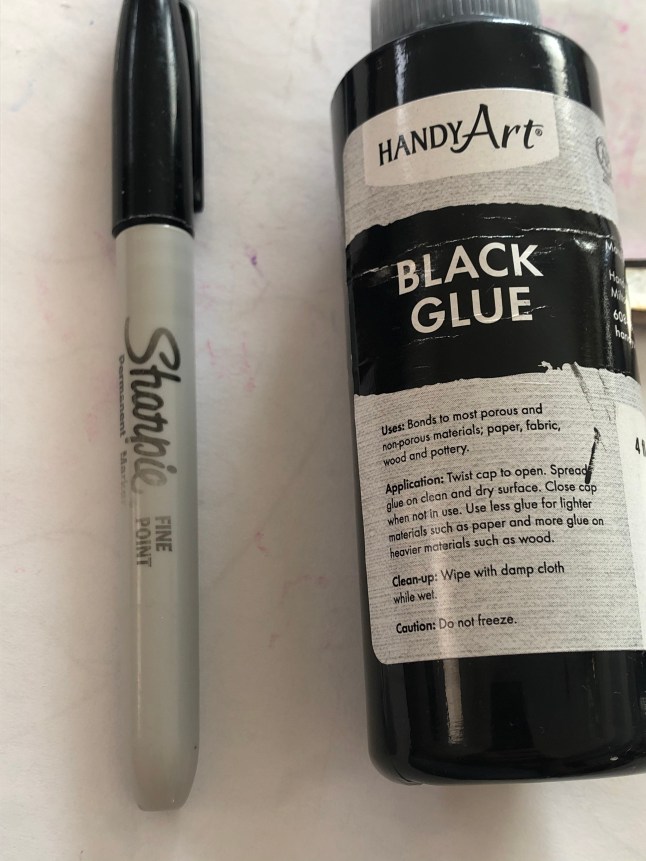 Black glue or sharpie